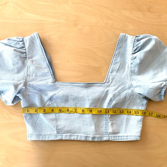H&M Puff Sleeve Denim Crop Top - Picture 5 of 5